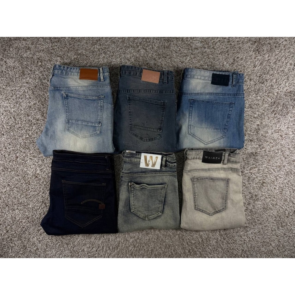 Lot of 6 Smoke Rise Waimea Men's Jeans Size 40-42 Slim Skinny Distressed Denim